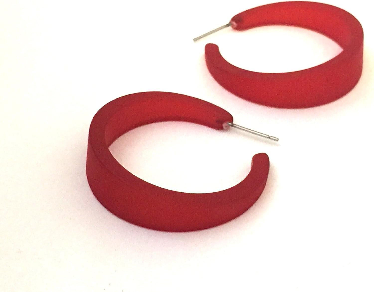 Cherry Red Frosted Emily Hoop Earrings - EM-RD-2