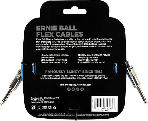 Miniatura 32 de Ernie Ball Flex Instrumento Cable Recto/Recto 10ft - Púrpura