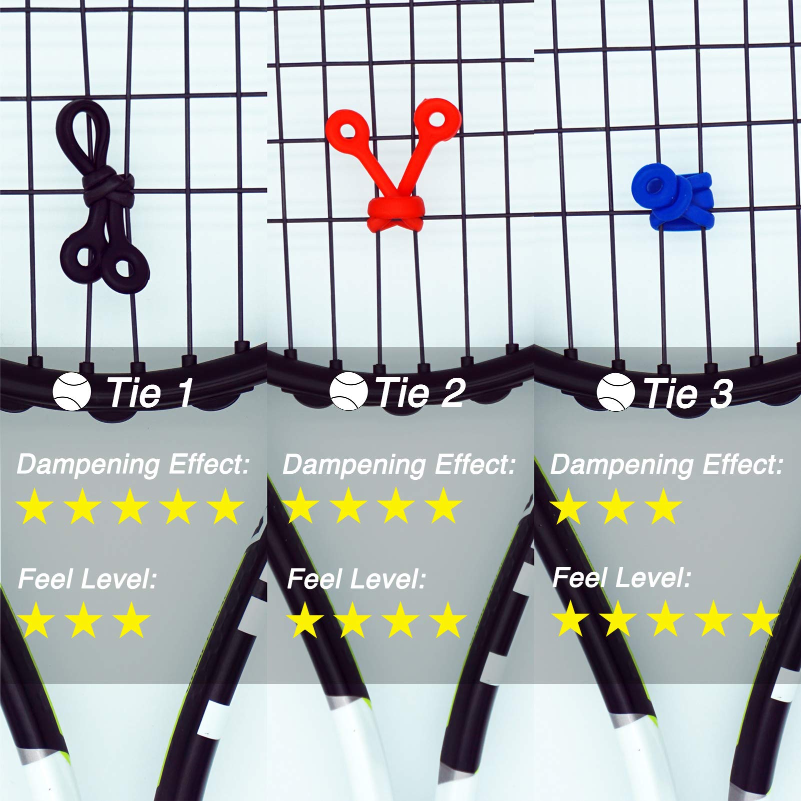 Tannius Tennis Racket Vibration Dampener, 3 Designs(4-6 Packs), Racket String Shock Absorber, Great Tennis Gift