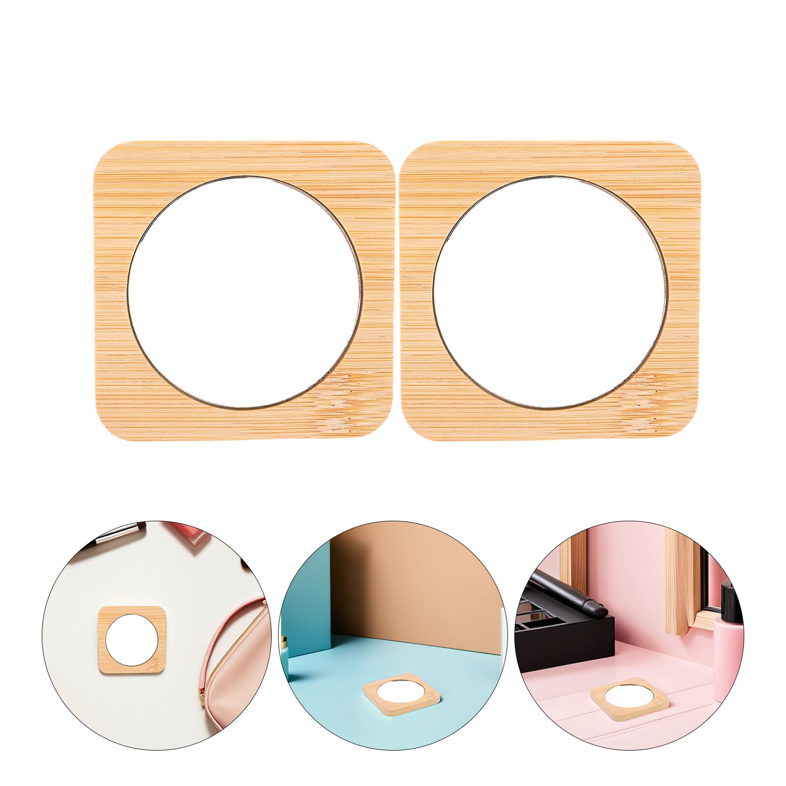 12stücke Holz Kosmetikspiegel Tragbar Kompakt Handspiegel für Reisen Make-up Details Kleiner Mini-handspiegel Holzrahmen Spiegelung Hautton