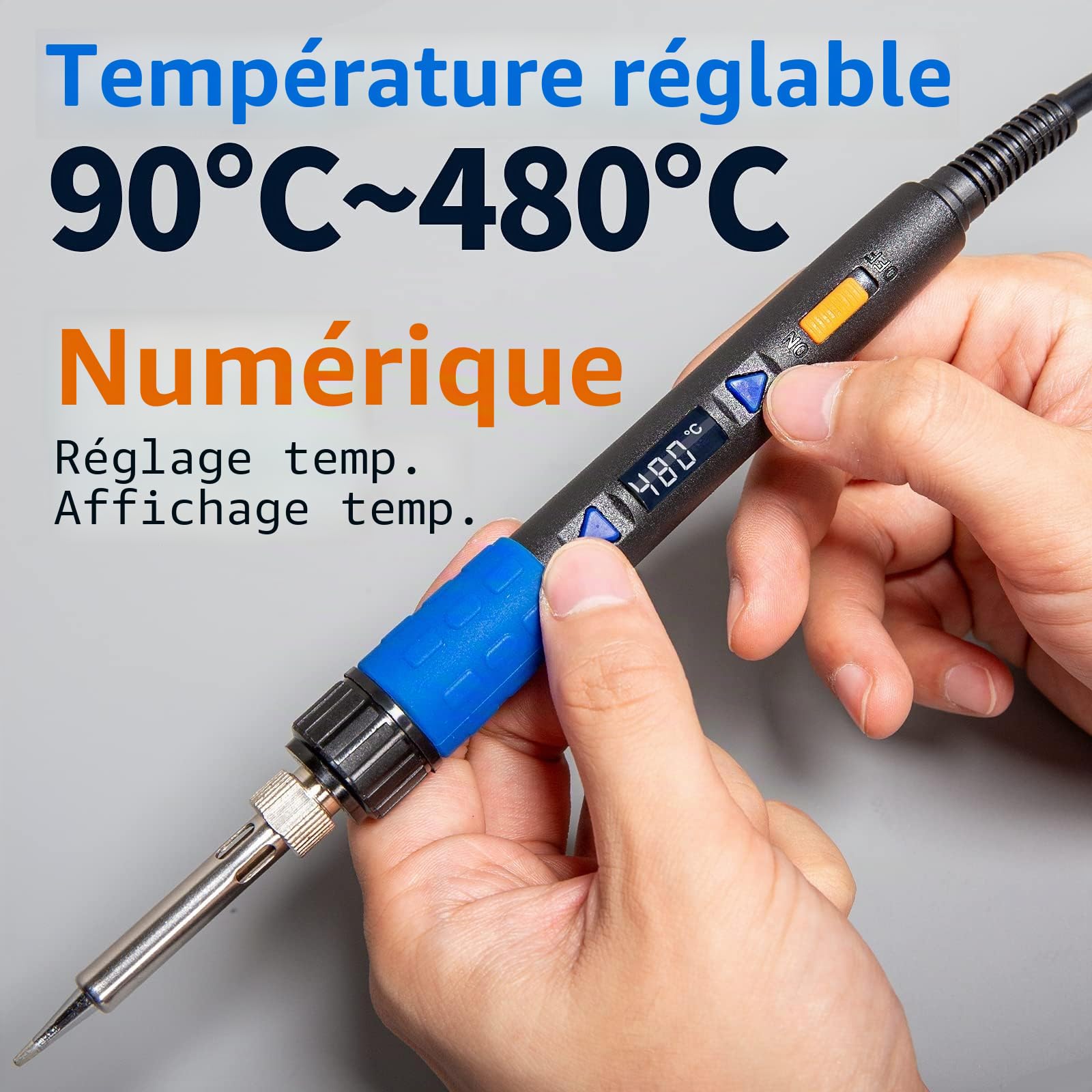 YIHUA 928D-III Fer à souder set avec fonction de stabilisation de la température et affichage LED 3 Pannes à Souder 15g 1.0mm de soudure pompe à dessouder pour le soudage et le dessoudage(EU PLUG)