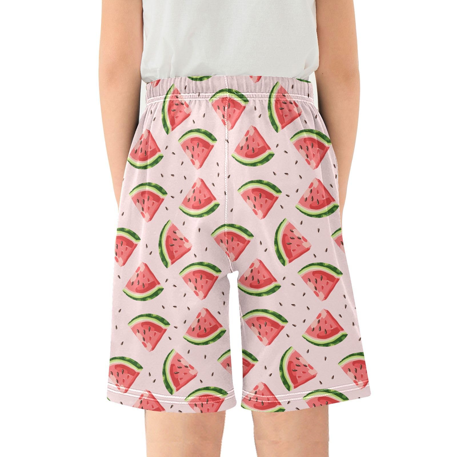 Red Watermelons Boys Athletic Shorts Kids with Pockets Shorts for boy Girl Size 6-8 Years