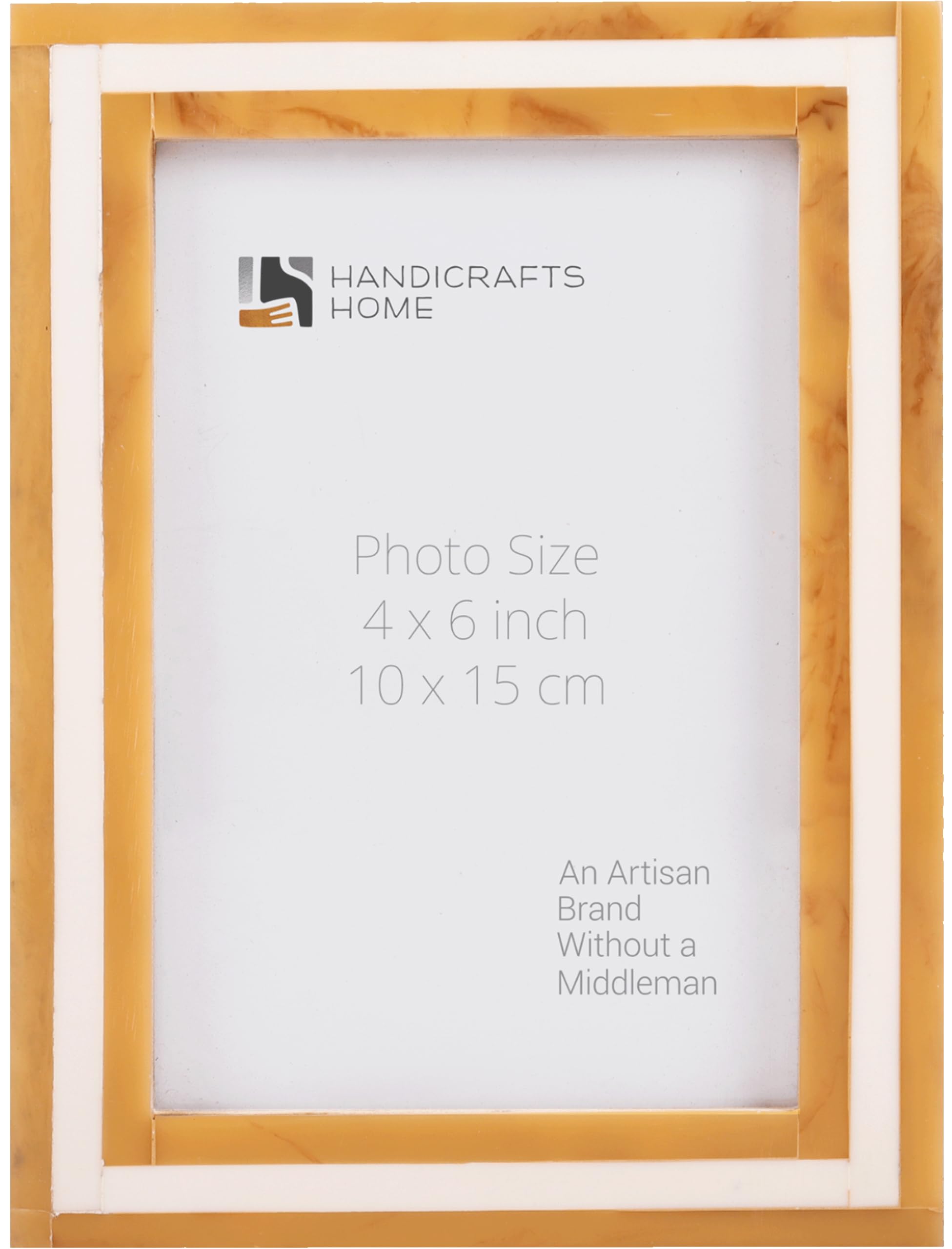 Handicrafts Home Avant Amber Resin Inlay Picture Frame 4x6, Brown and White Decorative Photo Frame, Modern Minimalist & Boho Decor Frame for Tabletop & Wall, Vintage Style Desk & Gallery Wall Frame