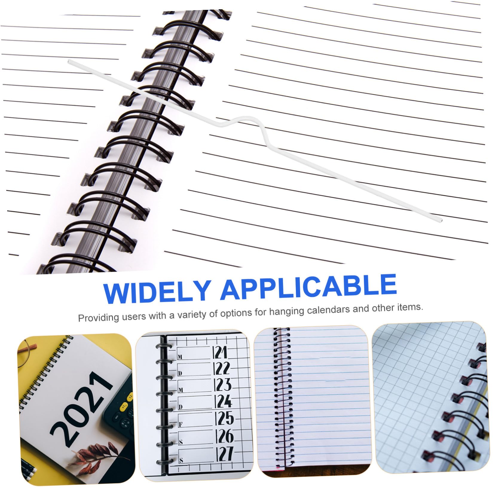 100 Piezas Ganchos de Hierro Reutilizables Pequeños para Colgar Calendarios con Doble Alambre Fáciles de Usar para DIY y Carteles Color Blanco Paquete de Unidades