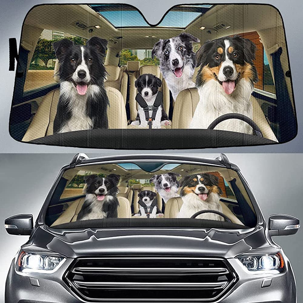 351 Parasole per Parabrezza Anteriore Divertente Amante dei Cani della Famiglia Sheltie Parasole per Auto Pieghevole Copri Parabrezza per Auto Universale per Auto Estate SUV L