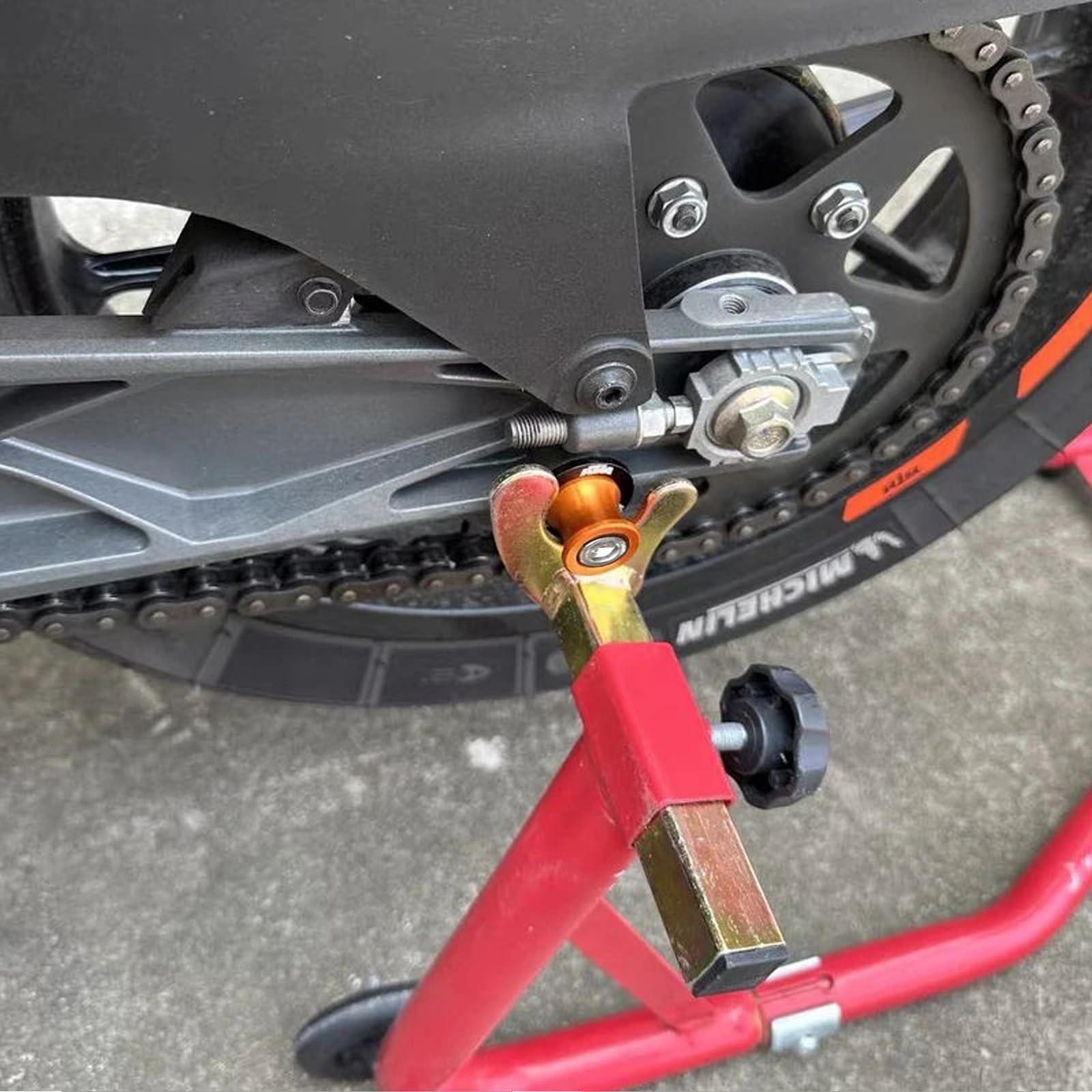 QJY M10 Moto Nottolini Cavalletto Appoggi 10MM Diabolos Universal per K&-TM 390 ADV 790 890 Adventure 2020 2021 2022 2023 2024 -Arancia