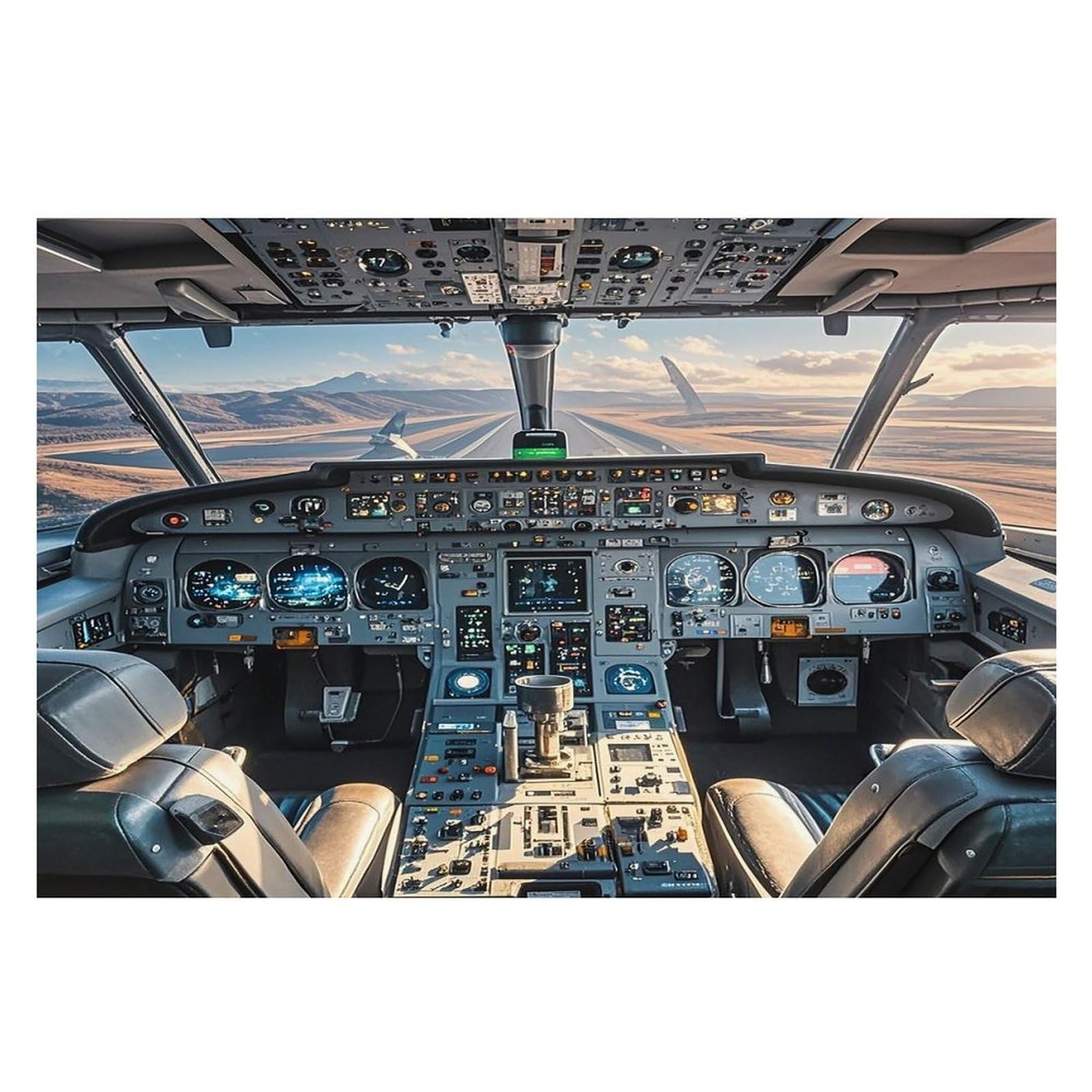 Airplane Cockpit Placemats Flax Place Mats for Dining Table Rectangle Non-Slip Table Mats Heat Resistant Washable Placemat for Kitchen Home Decor Party Outdoor 12" X 18"
