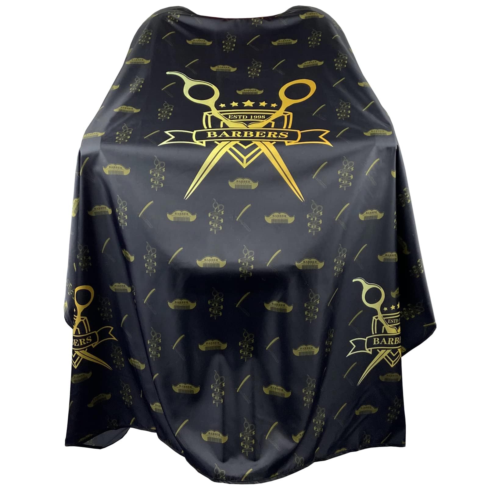 OSEN Polyester Scissor Printed Barber Apron for Men Salon Accessories Hair Dressing Gown Cape Hair Styling Hair Cutting Sheet Barber Cloth, Black