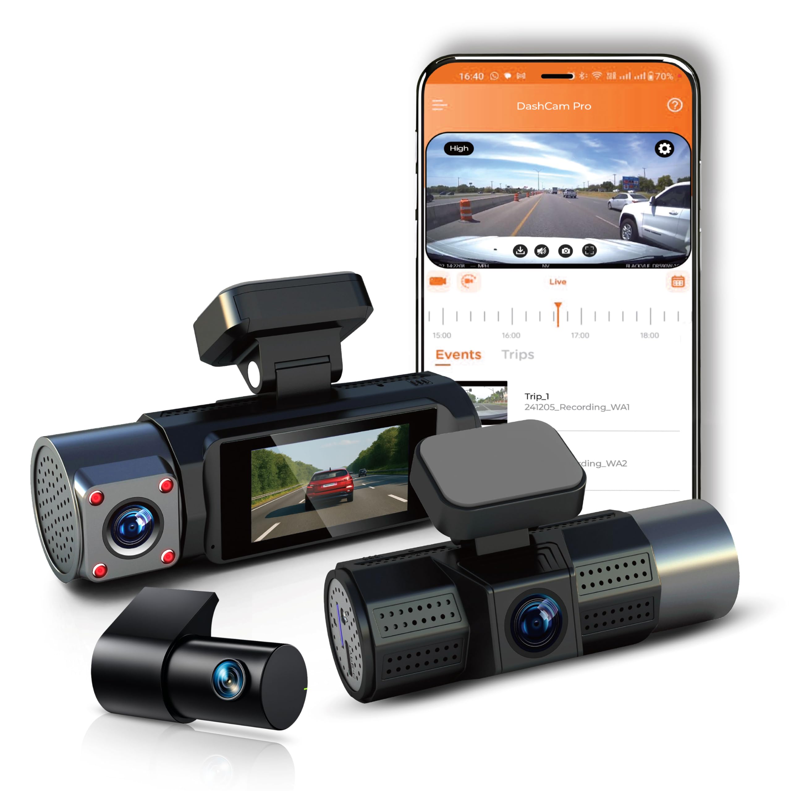 myTVS DVR-5 4K Triple Channel Dashcam with Front 4K, Rear 2K & Cabin 1080P Recording, Built-in WiFi, HDR Night Vision, G-Sensor, Parking Monitor, Type-C Support, 512GB Expandable Storage-image-11