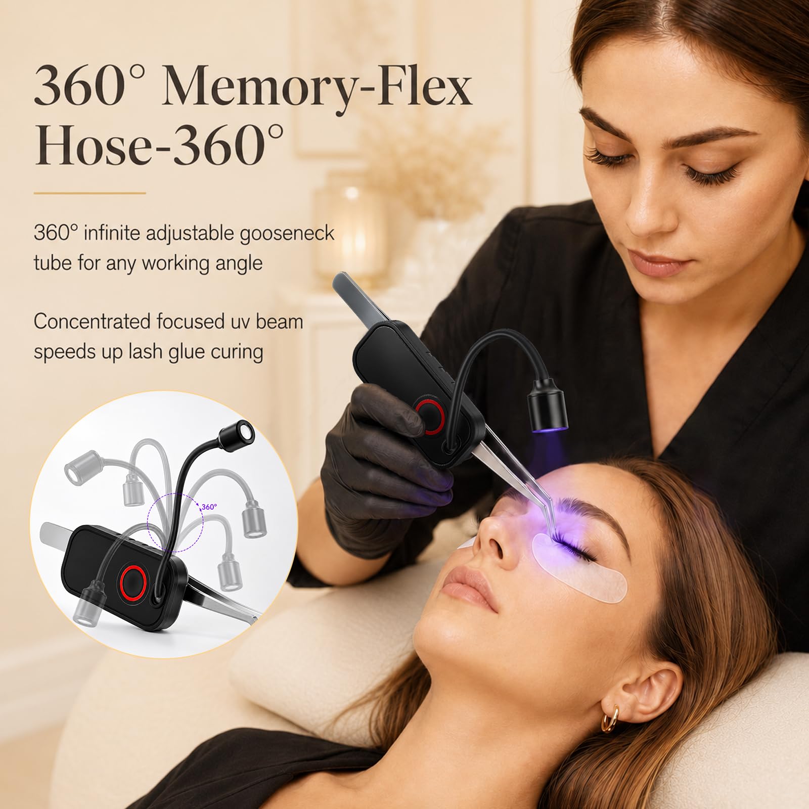 Lampe UV Pour Extensions Cils Pour Cils Avec Interrupteur Tactile Et étui