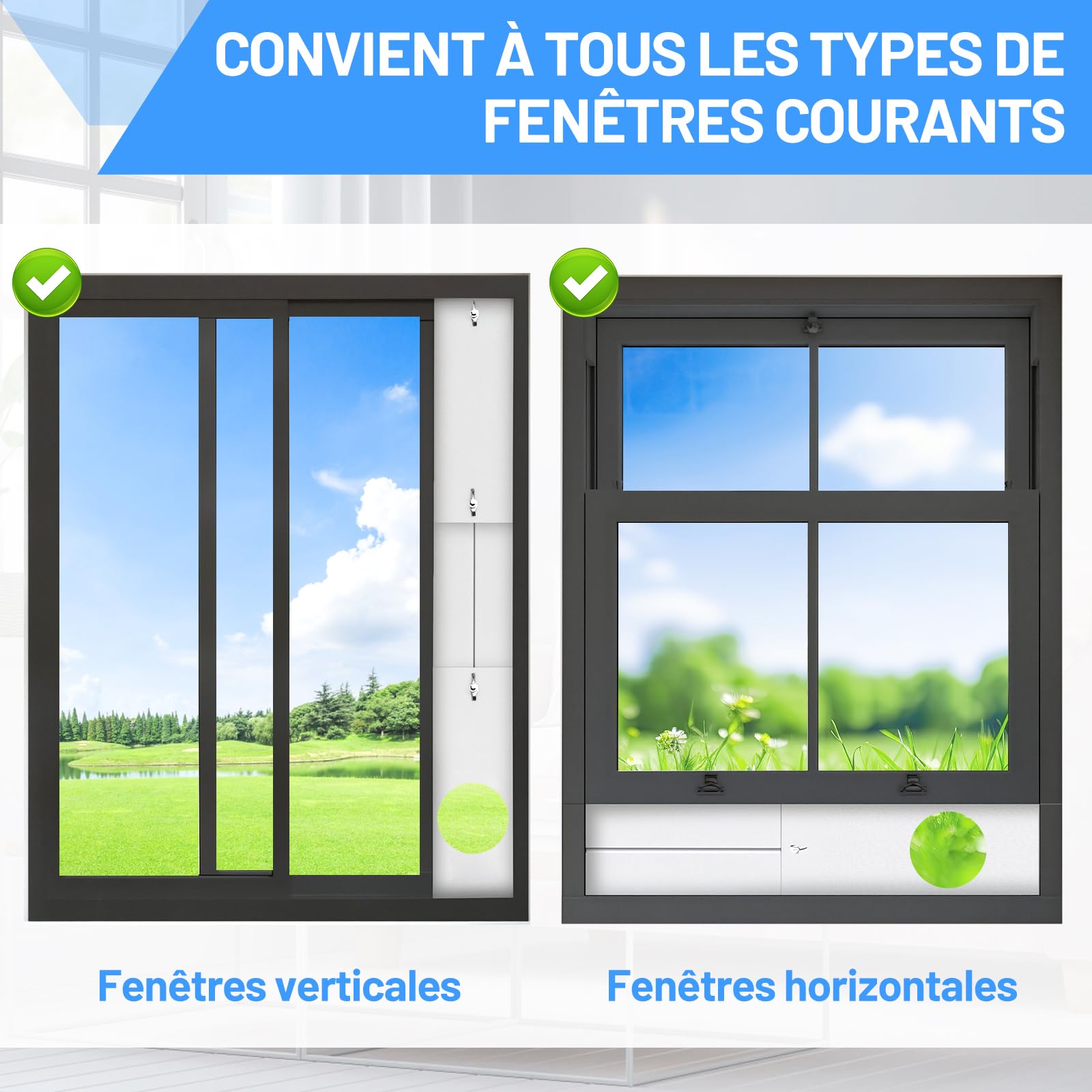 F Fityle 4x Kit d'Étanchéité Fenêtre pour Climatiseur Portable, Joints Fenêtre pour Climatiseur, Plaques PVC Résistantes à la Chaleur, Installation Rapide, Compatible Fenêtres Coulissantes (43cm)