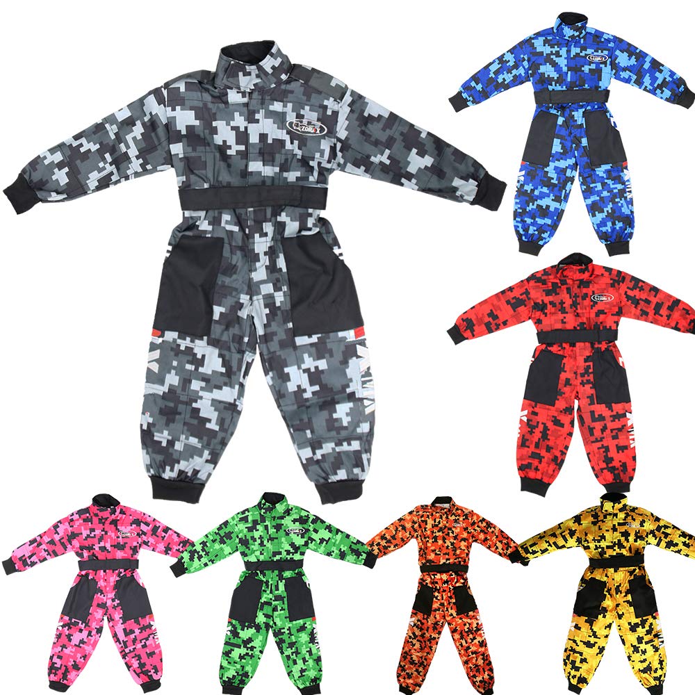 Zorax Interior suave/exterior duradero CUB Niños Motocross CAMO Traje Niños Moto Motocicleta Ropa de carrera Niño ATV Karting Traje General