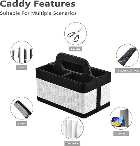 Miniatura 7 de Organizador portátil con asa, bolsa de piel sintética para tocador, baño, oficina, manualidades o suministros escolares, accesorio organizador de