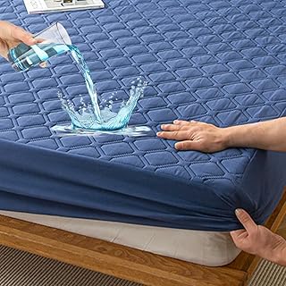 HIGHDI Matratzenschoner Wasserdicht 180 X 200 cm, Blau Gestepptes Topper Matratzenauflage, Waschbar, Atmungsaktive Matratzenbezug (Dehnbar Auf 27 cm)