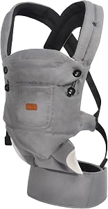Baby Carrier Newborn to Toddler - Ergonomic, Cozy and Lightweight Infant Carrier, Effortless & Ideal for Hands-Free Parenting, Enhanced Lumbar Support (Grey)