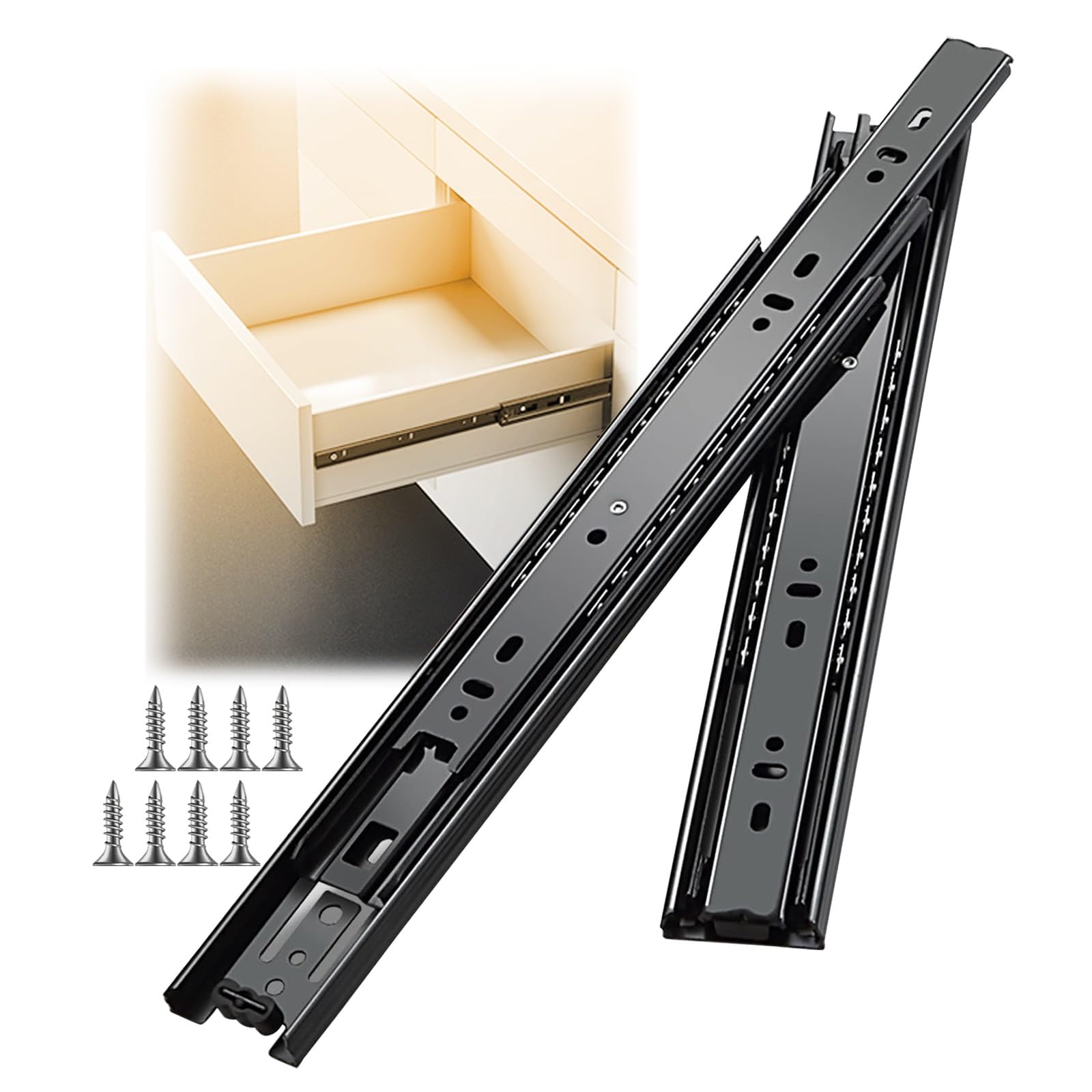 Coulisses télescopiques robustes à extension totale 3 sections pour armoire