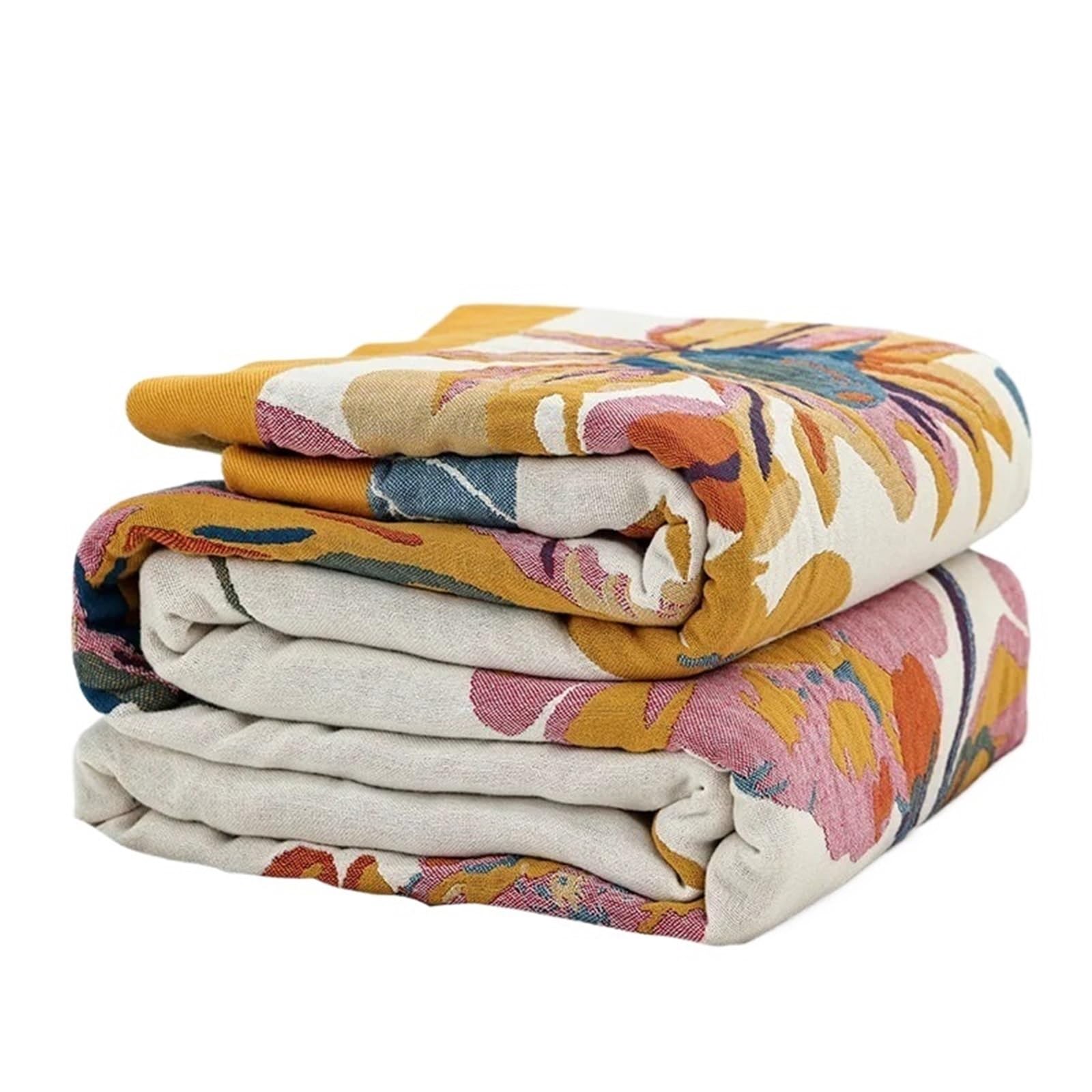 LPACXBYD Muslin Throw Blanket Simple Cotton Blanket Muslin Gauze Throw Towelling Coverlet Single Double Bed Quilts(150x200cm)