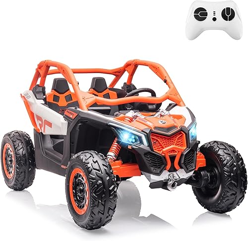 Miniatura 1 de UTV de 2 asientos con control remoto para niños, 2 baterías de 24 V, 4 motores de 200 W con licencia CAN-AM UTV, vehículo eléctrico de 23 pulgadas