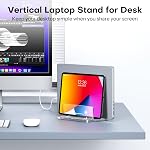 Support vertical pour ordinateur portable pour bureau, OMOTON Acrylique Dual Laptop Holder Desktop Clear Ajustable Dock pour MacBook Pro Air, HP, Tous les ordinateurs portables de jeu jusqu'à 17” (Effacer)
