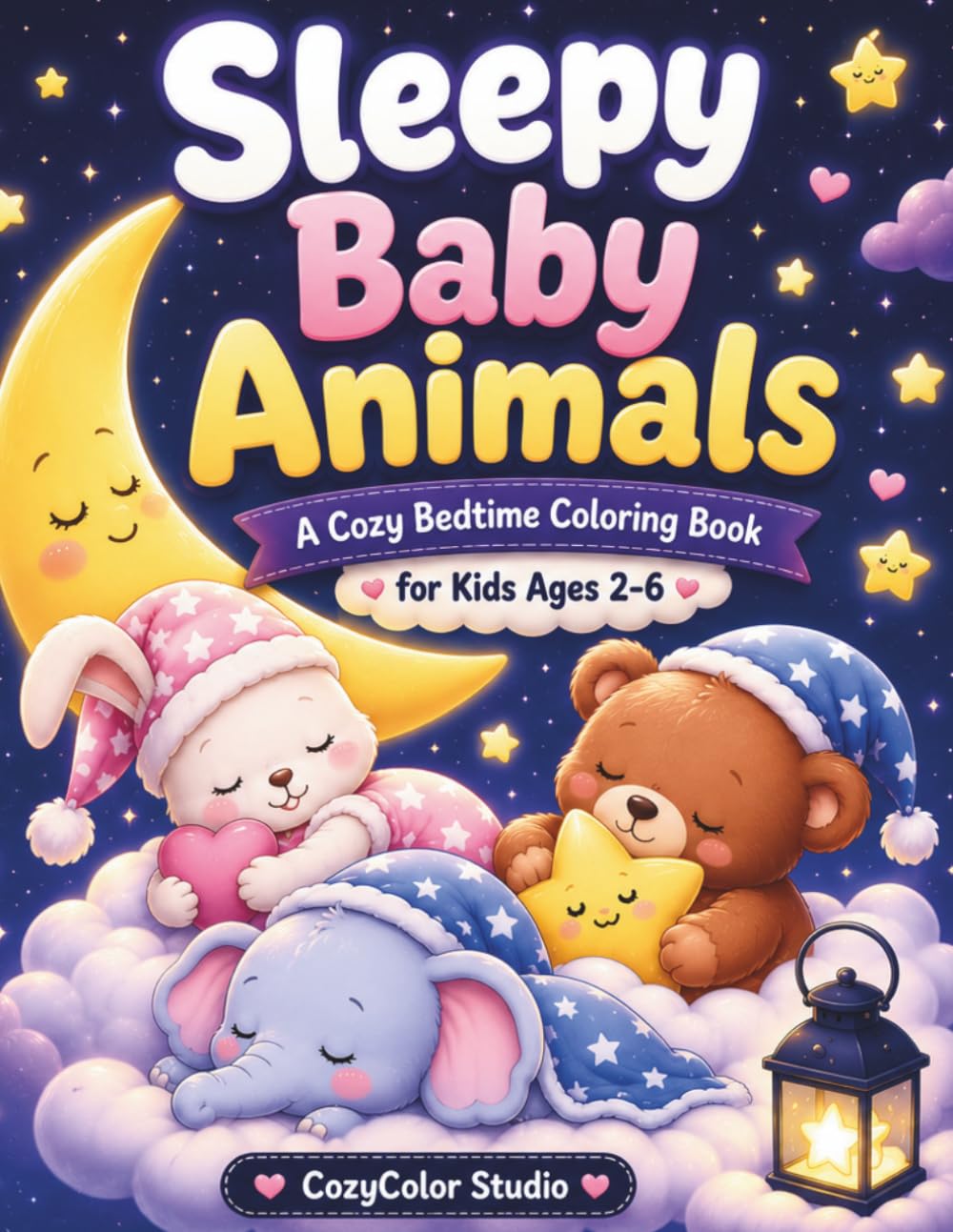 Sleepy Baby Animals: A Cozy Bedtime Coloring Book for Kids Ages 2-6