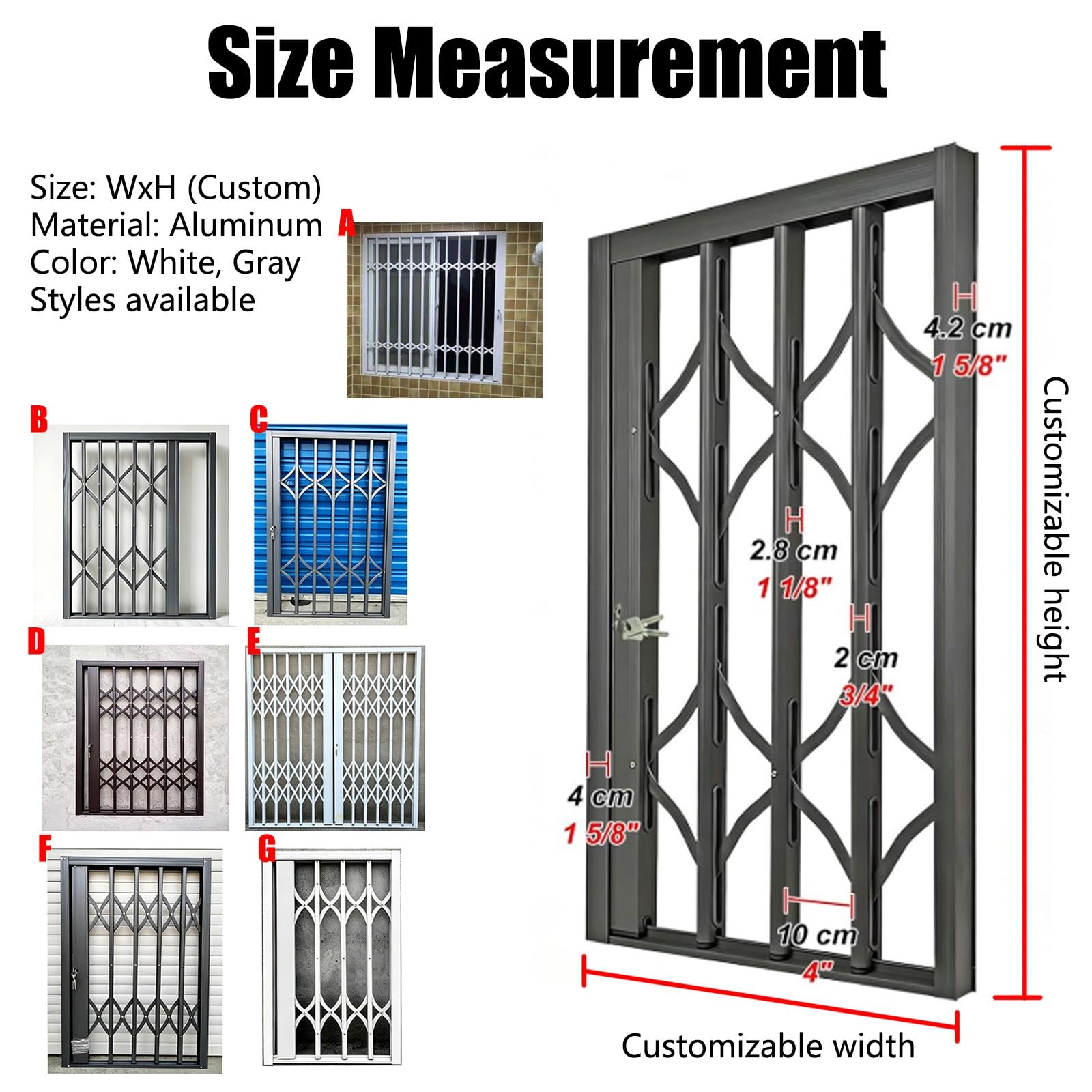 sbarre di sicurezza per finestre Grate Di Sicurezza Pieghevoli Su Misura Per Finestre | L 50 60 70 80 100 120 140 150 Cm, Griglia Di Protezione Con Serratura, Protezione Antintrusione, Design Scorrevole