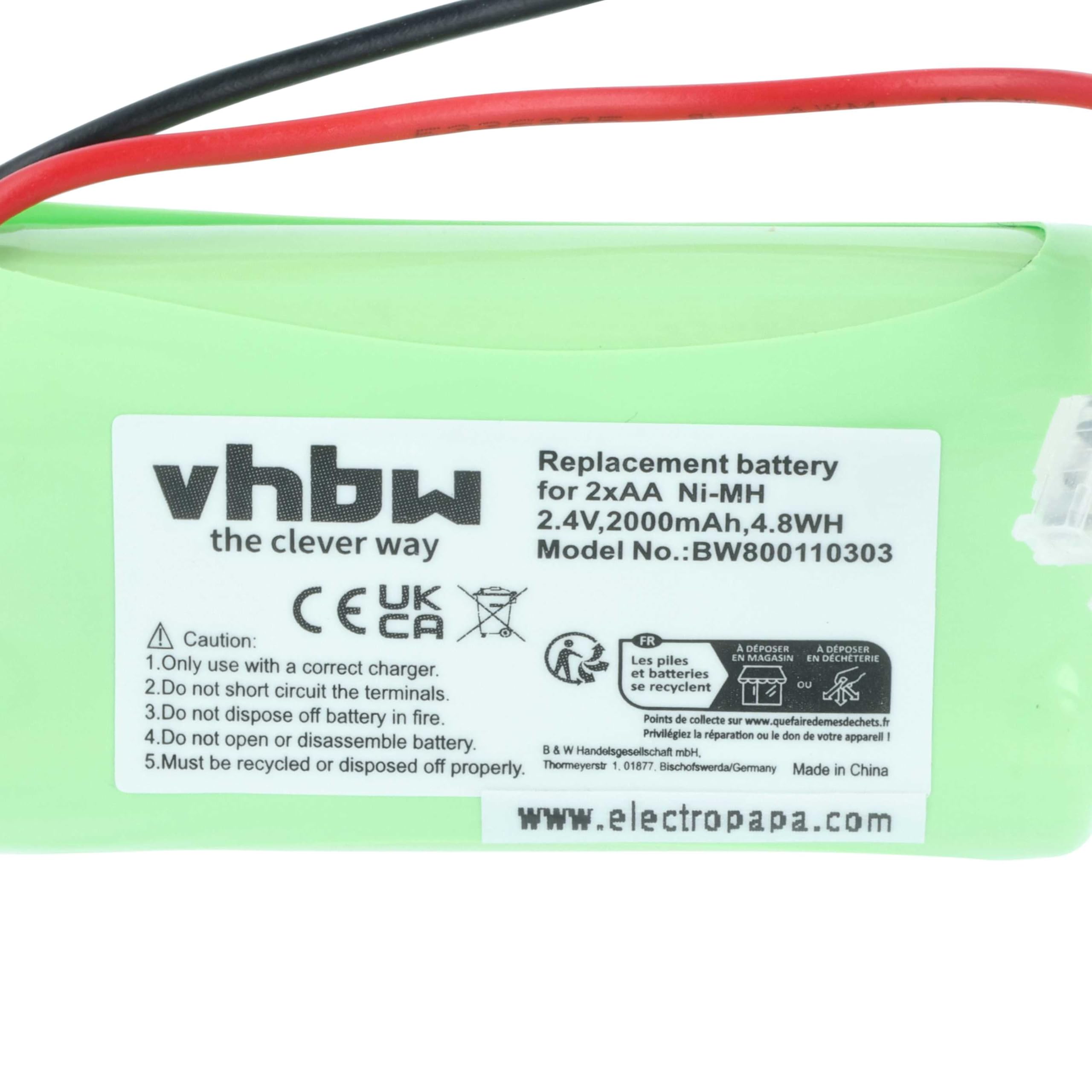 vhbw 4x Batteria pacco di 2x AA Mignon per diversi dispositivi (2000mAh, 2,4V, NiMH)