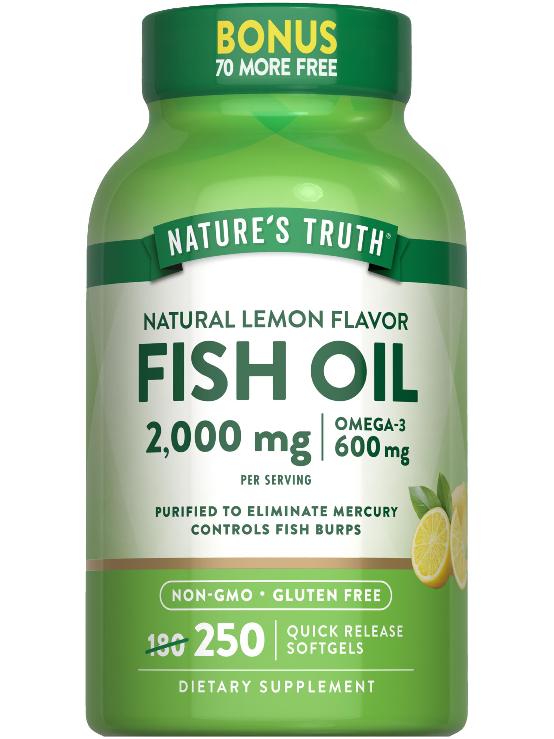 Nature's Truth Fish Oil 2000 mg | 600 mg Omega 3 | 250 Softgels