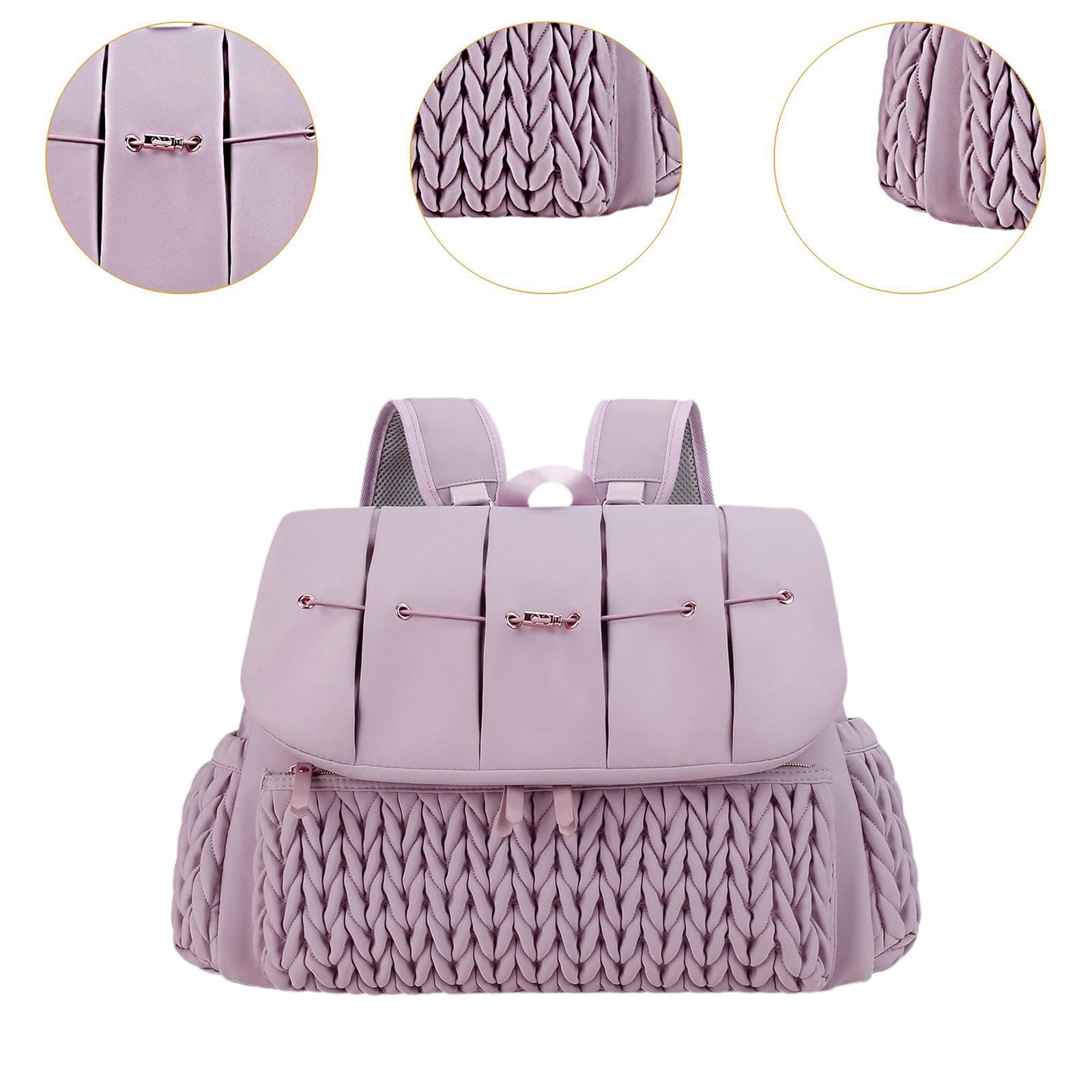 Windelrucksack Wickeltasche Babytasche Muttirucksack Multifunktionsrucksack Wasserdicht Polyester Großräumig mit Vielen Fächern für Fläschchen Spielze, Lila