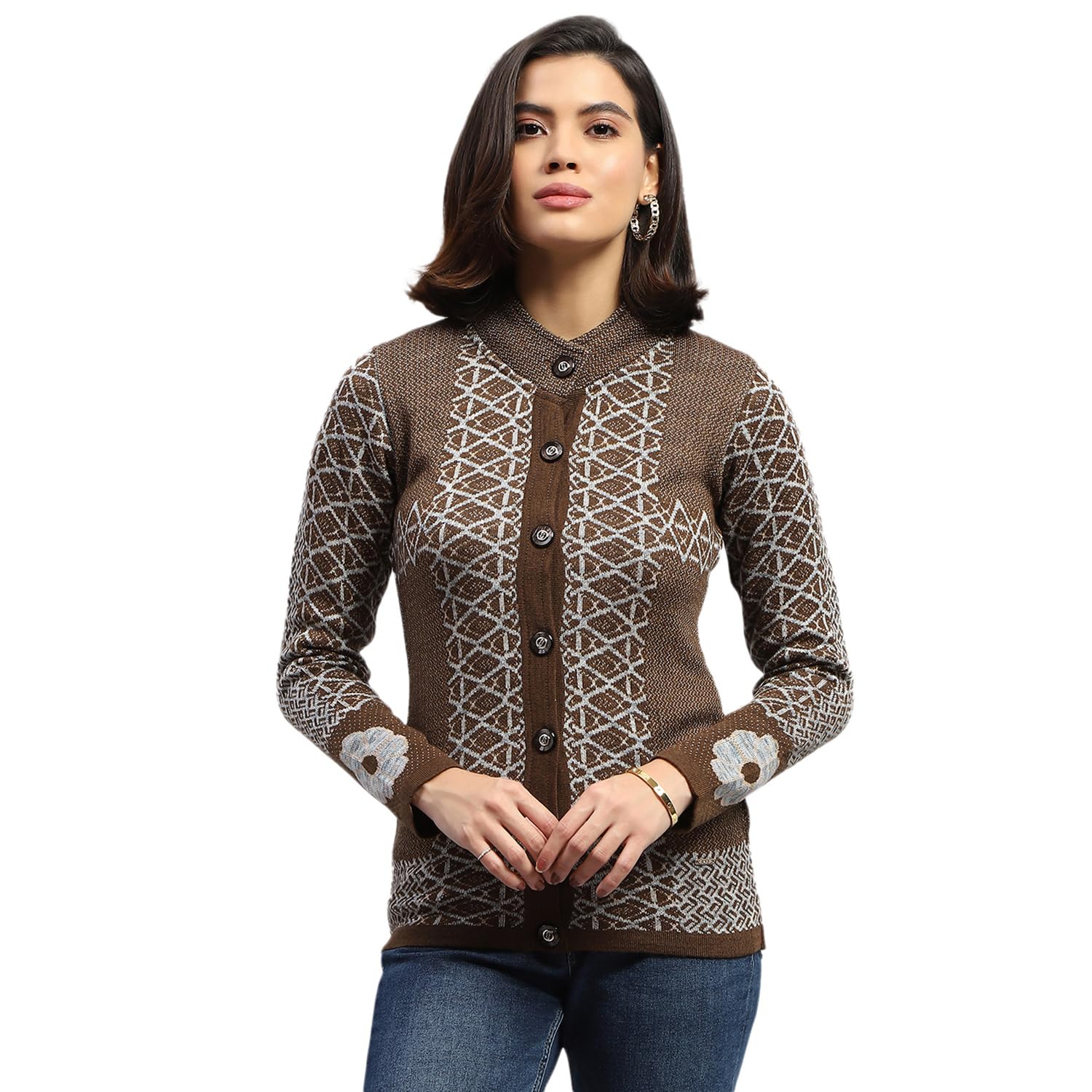 monte carlo Womens Self Design Round Neck Full Sleeve Cardigan (1243622RN)-picture-40