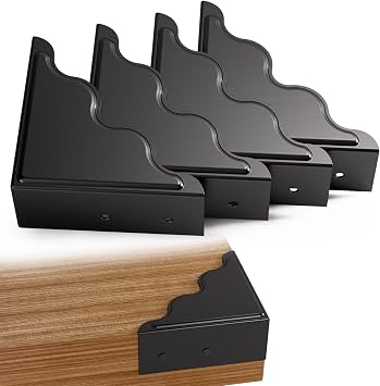 Table Metal Corner Protector, Minimalist-Style Decorative Desk Edge Safety Guard, Cabinet Furniture Edge Corner Guards, Boxes Bumpers Protectors for Preventing Damage and Decoration 4 Pcs, Black