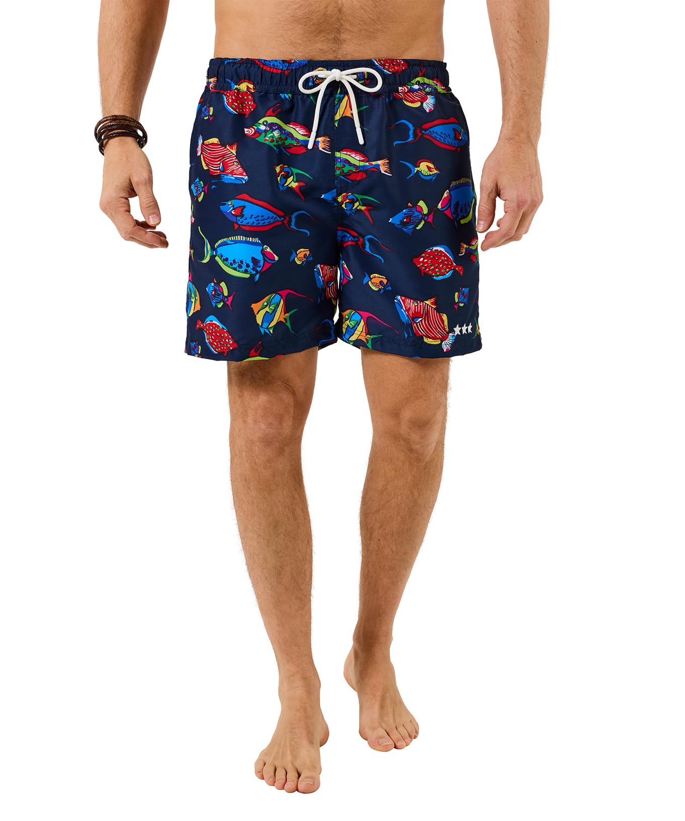 Joe Browns Men's Bold Fish Print Swim Shorts, Regular, Blue, UK XXL