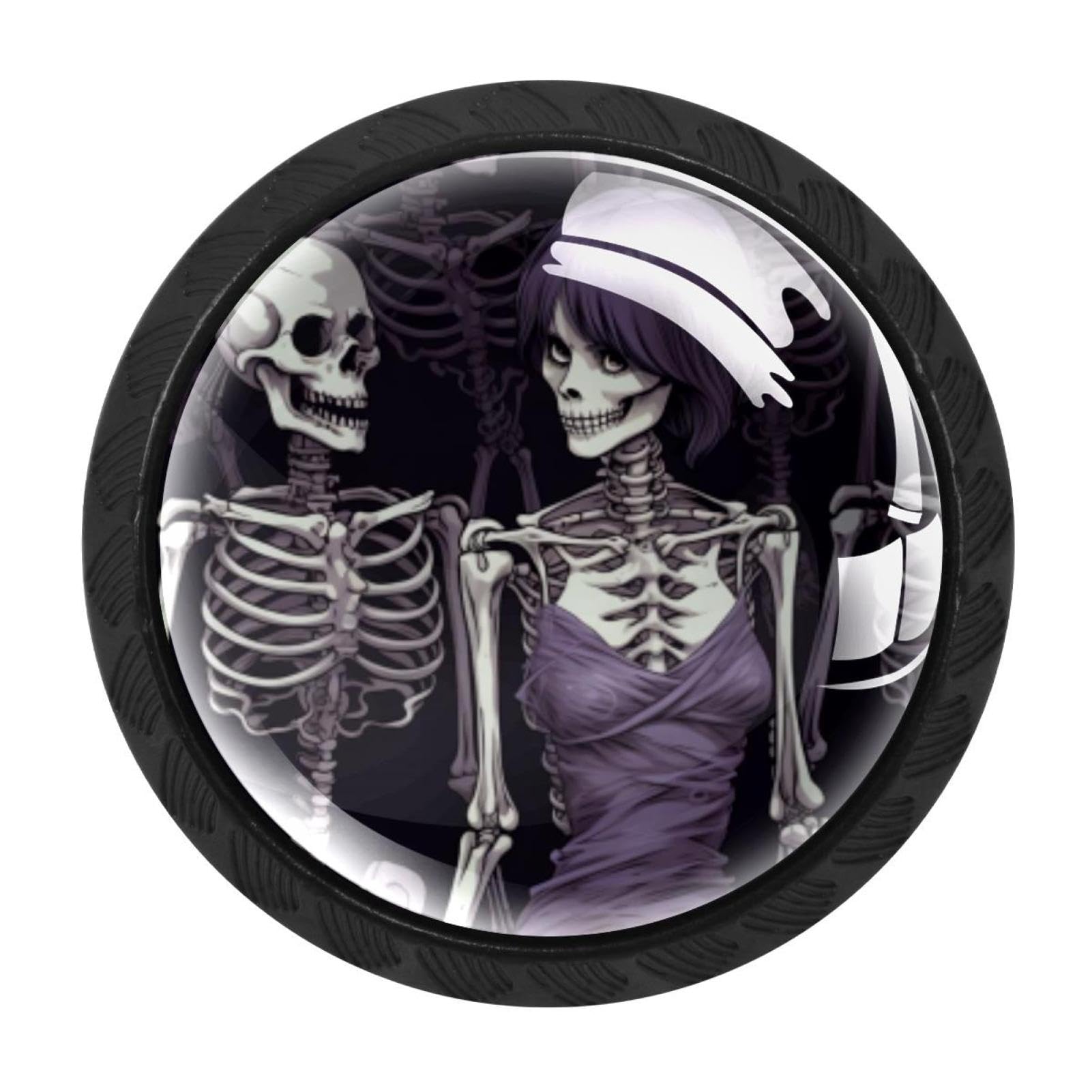 CHENZZZZ 4 Pieces Skeleton Drawer Knobs, 35mm Black Cabinet Knobs, Drawer Pulls and Knobs, Dresser Drawer Knobs, Cabinet Hardware Kitchen Cabinet Knobs