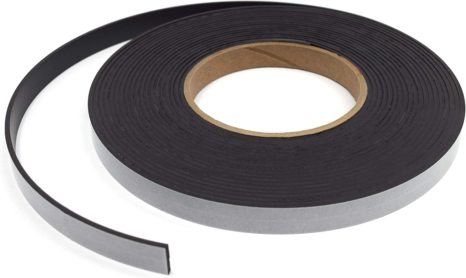 Flexible, Adhesive Magnetic Tape, 25ft Roll - 0.5" x 0.085" - Anisotropic - Heavy Duty, Double Coated Rubber 3mil Adhesive - Great for Crafts, Projects, Refrigerators, Organization - Made in the USA