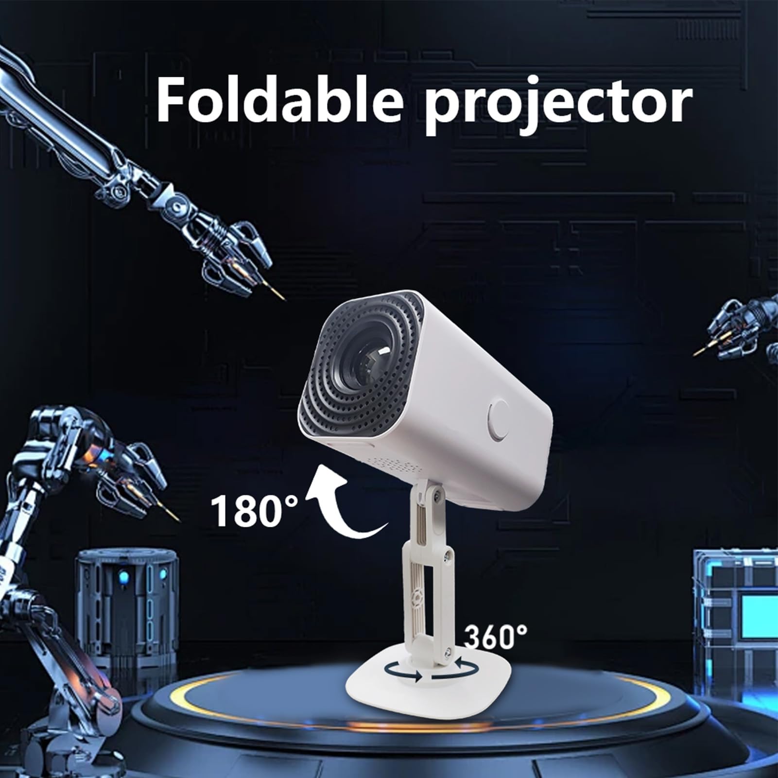 Mini Projecteur avec WiFi et Bluetooth, Projecteur de Film Portable 1080p avec Correction de Keystone Auto, Support USB, Bâton de Télévision, Téléphone (White)