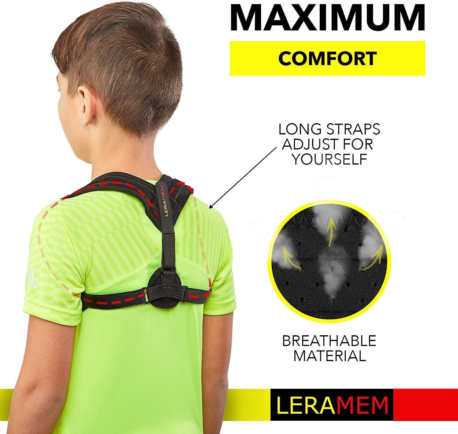 Leramed Posture Corrector For Women Men - Effective and Comfortable Adjustable Posture Correct Brace - Posture Brace - Clavicle Support Brace - Posture Support - Upper Back Pain Relief