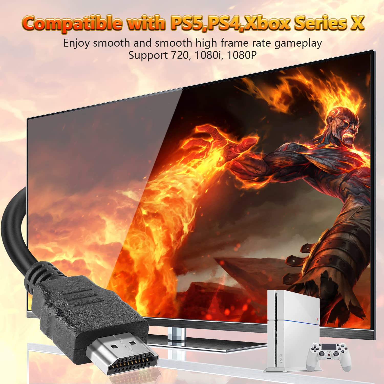 Paquete de 20 cables HDMI de 3 pies, cable trenzado HDMI de alta velocidad de 18 Gbps, 1080p a 60 Hz, TrueHD, DTS-HD compatible con laptop, monitor, PS3, TV, más