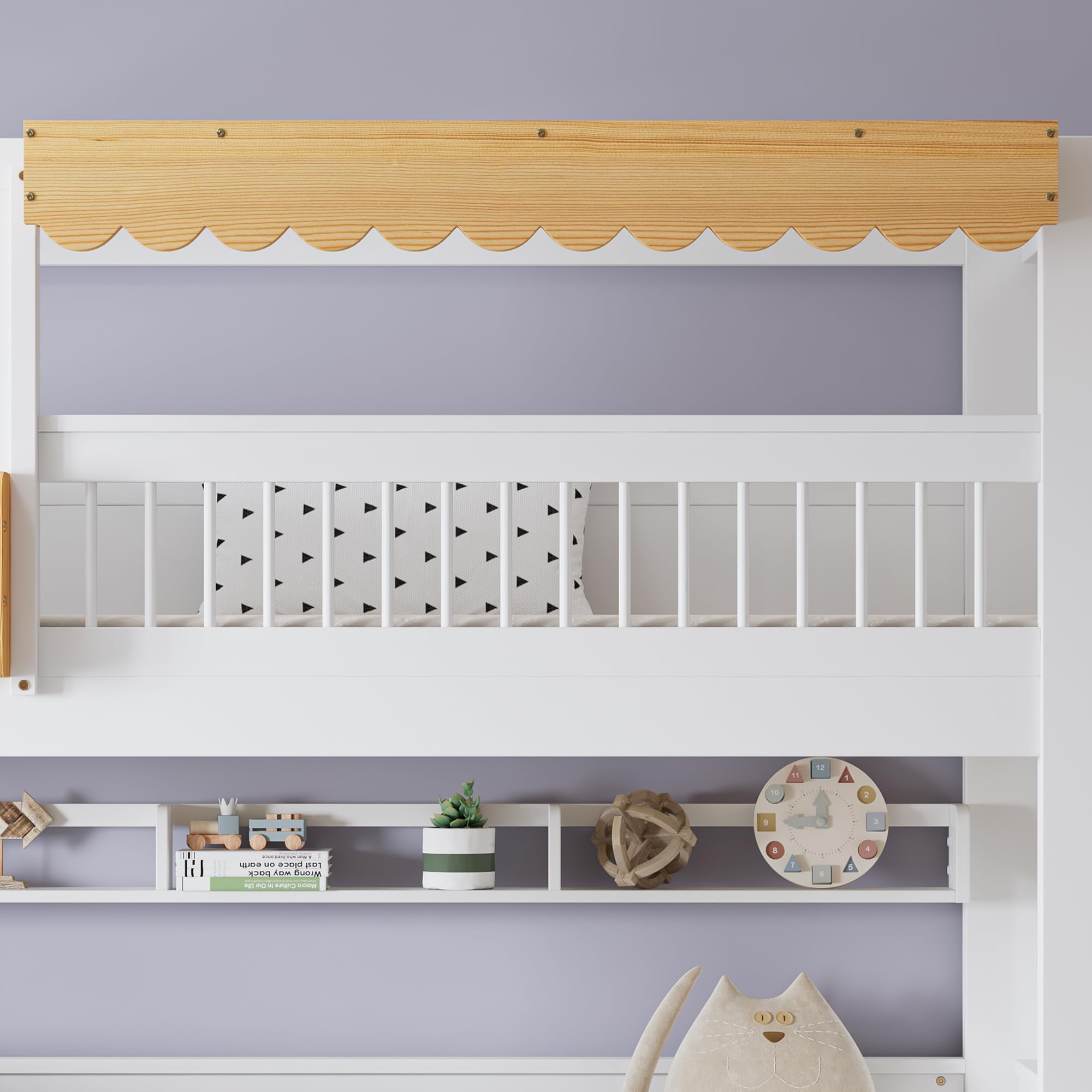 Dolamaní Cama infantil litera, 90 x 200 cm, litera para 2 niños y 2 cajones con ruedas, cama de casa con espacio de almacenamiento, escalera de madera de pino MDF, cama para niñas (sin colchón