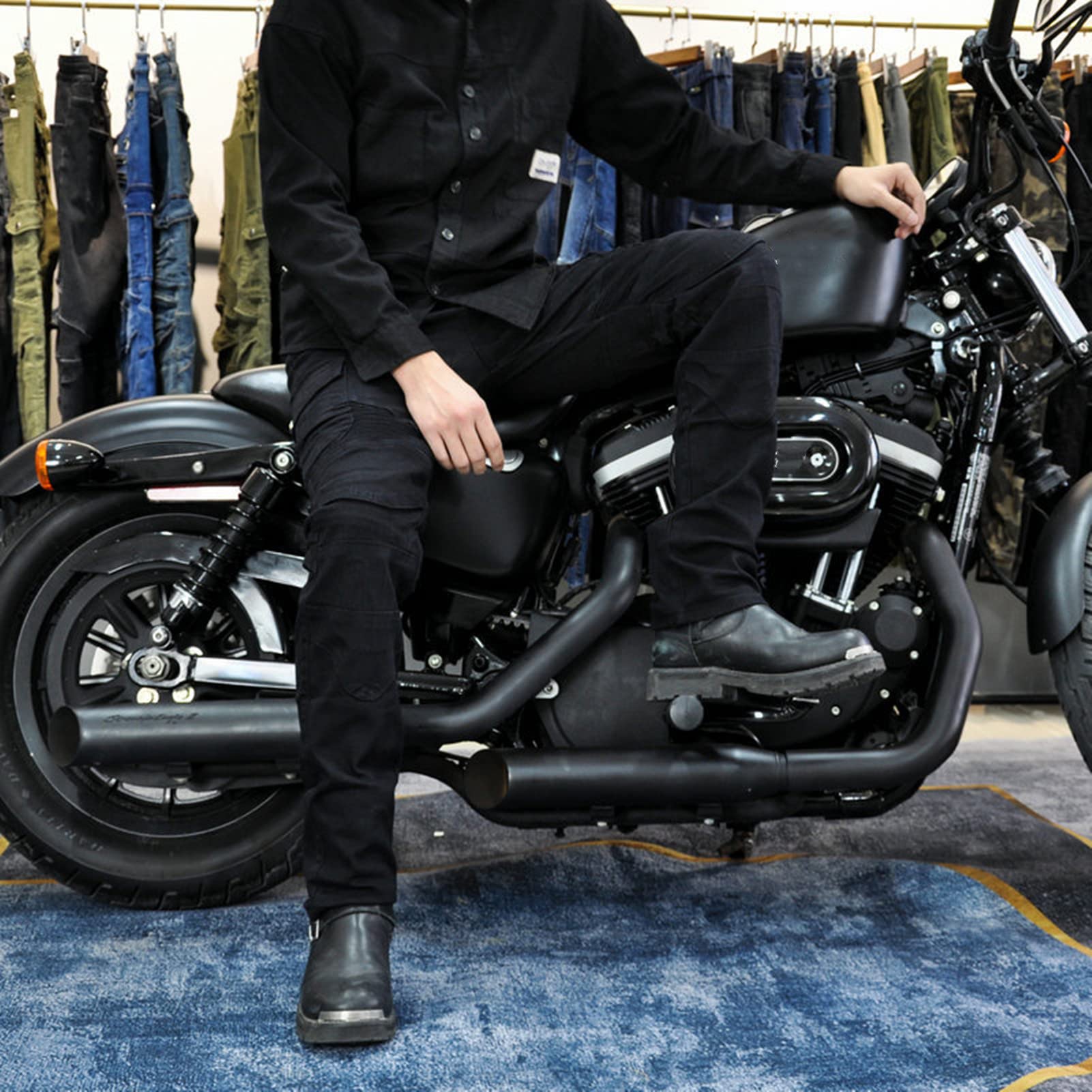 Jeans da Moto da Uomo Pantaloni da Moto Omologati CE Pantaloni in Denim Foderati in Kevlar Jeans da Moto Impermeabili
