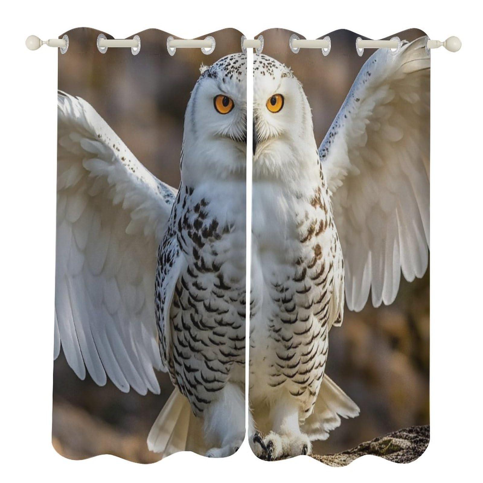 Rideaux occultants hibou pour salon salle de bain isolation thermique 132x213 cm