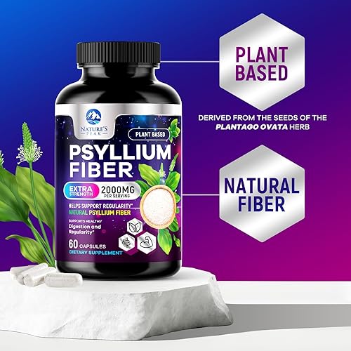 Miniatura 3 de Suplemento de fibra de psyllium de 1500 mg, sin OMG, fibra soluble natural para la salud digestiva diaria y apoyo de regularidad, cápsulas de polvo
