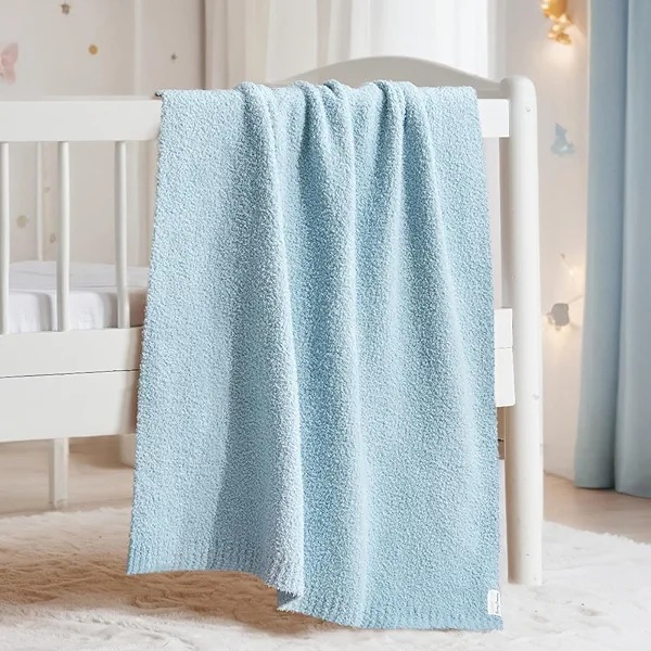 EVERGRACE Soft Plush Baby Blanket for Boys Girls, Double-Sided Fleece Fuzzy Toddler Nursery Blanket Lightweight Warm Cozy Throw Blanket for Baby Crib, Couch, Bed, Pearl Blue, 50"x60"