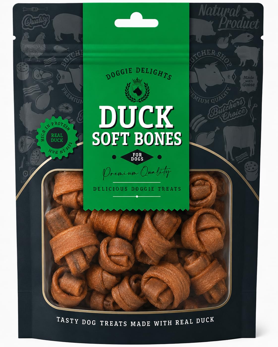 Doggie Delights Duck Soft Bones High Protein Dog Training Treats 1 x 160g