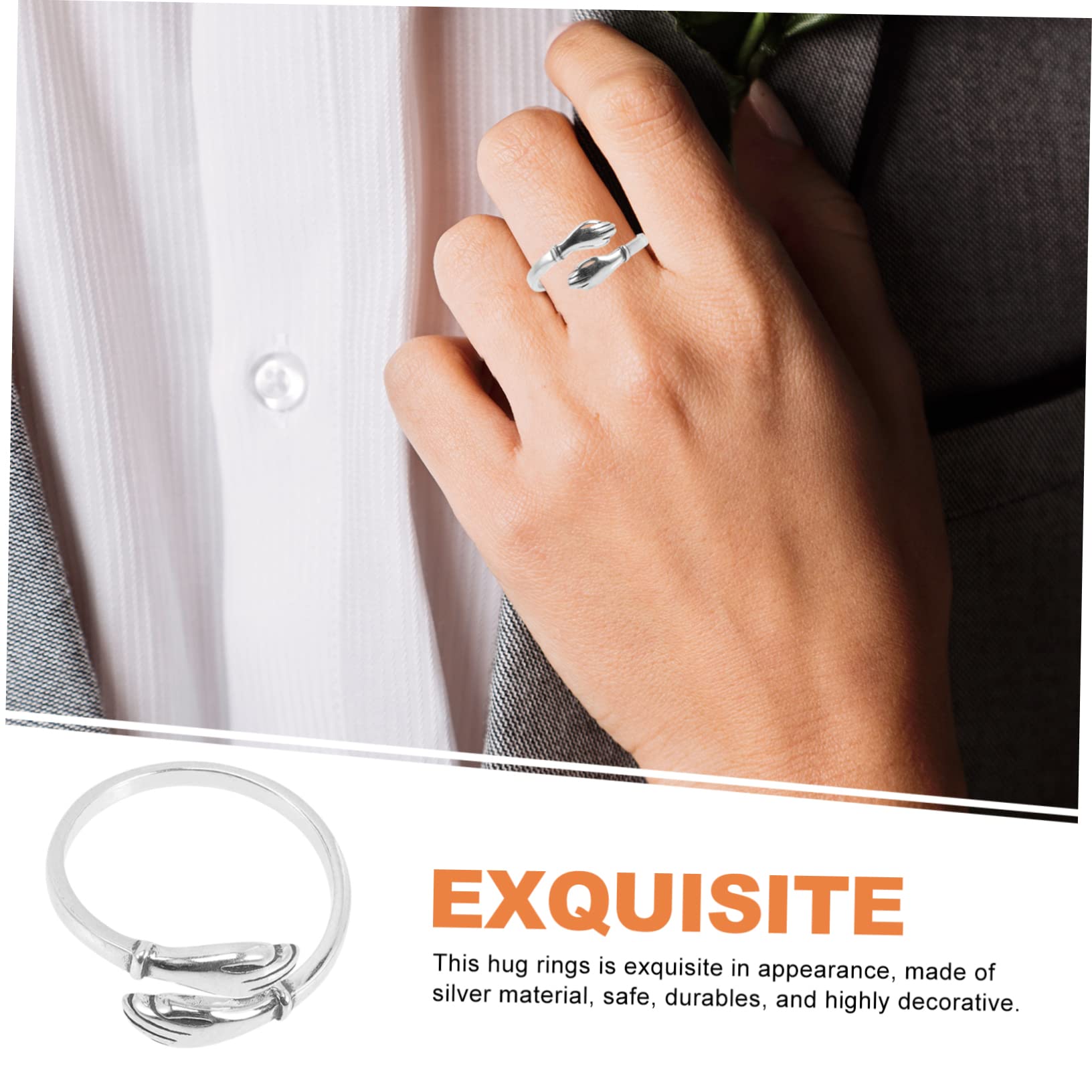 DEARMAMY Vintage Hugging Hand Ring for Women Adjustable Open Finger Ring Fashion Jewelry for Teen Stackable Statement Ring Unique Design for Everyday Wear