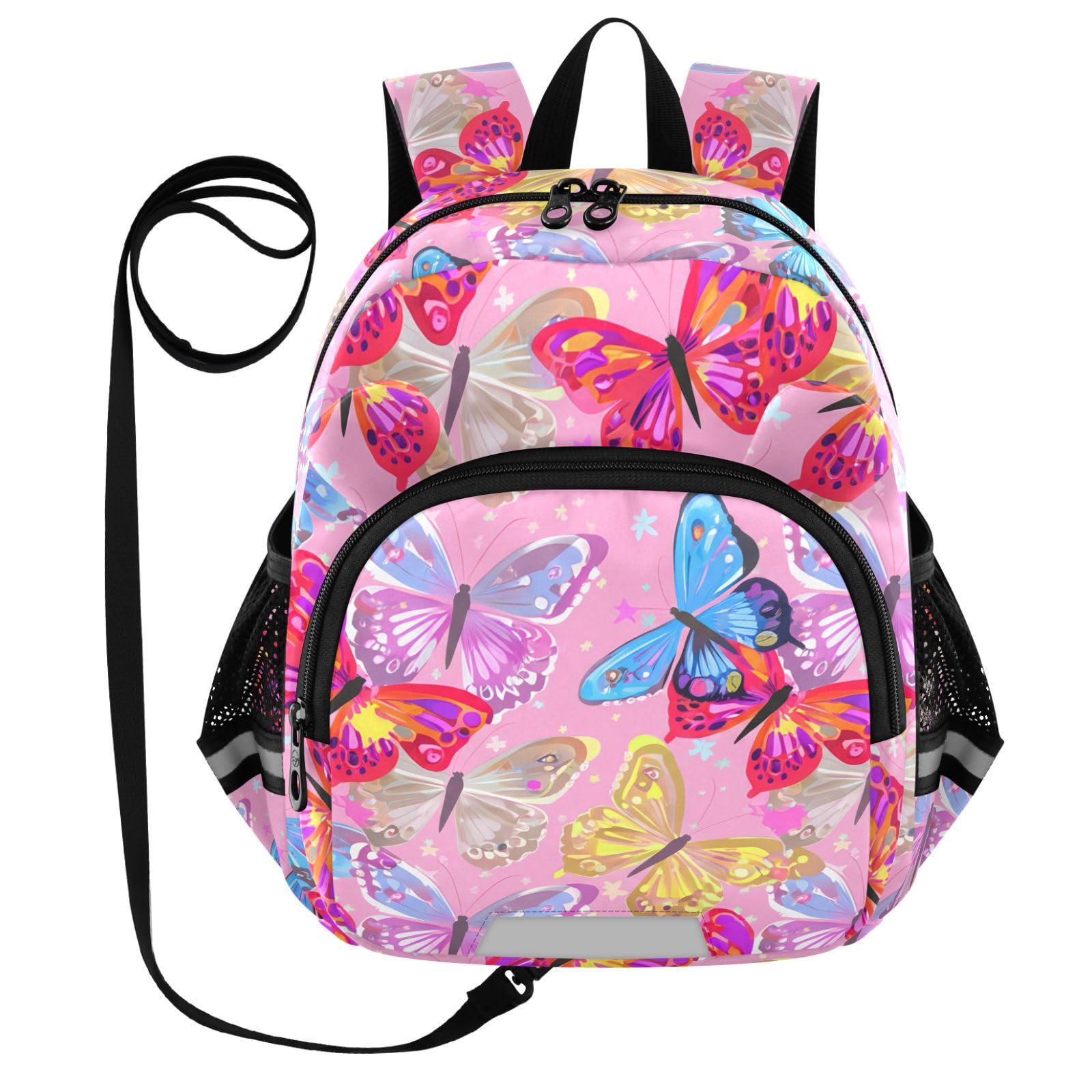 Colorful Butterfly Star Toddler Harness Backpack for Boys Girls 3-6 Years Kids Backpack with Anti Lost Safety Leash Child Leash Backpack for Travel Walking Preschool