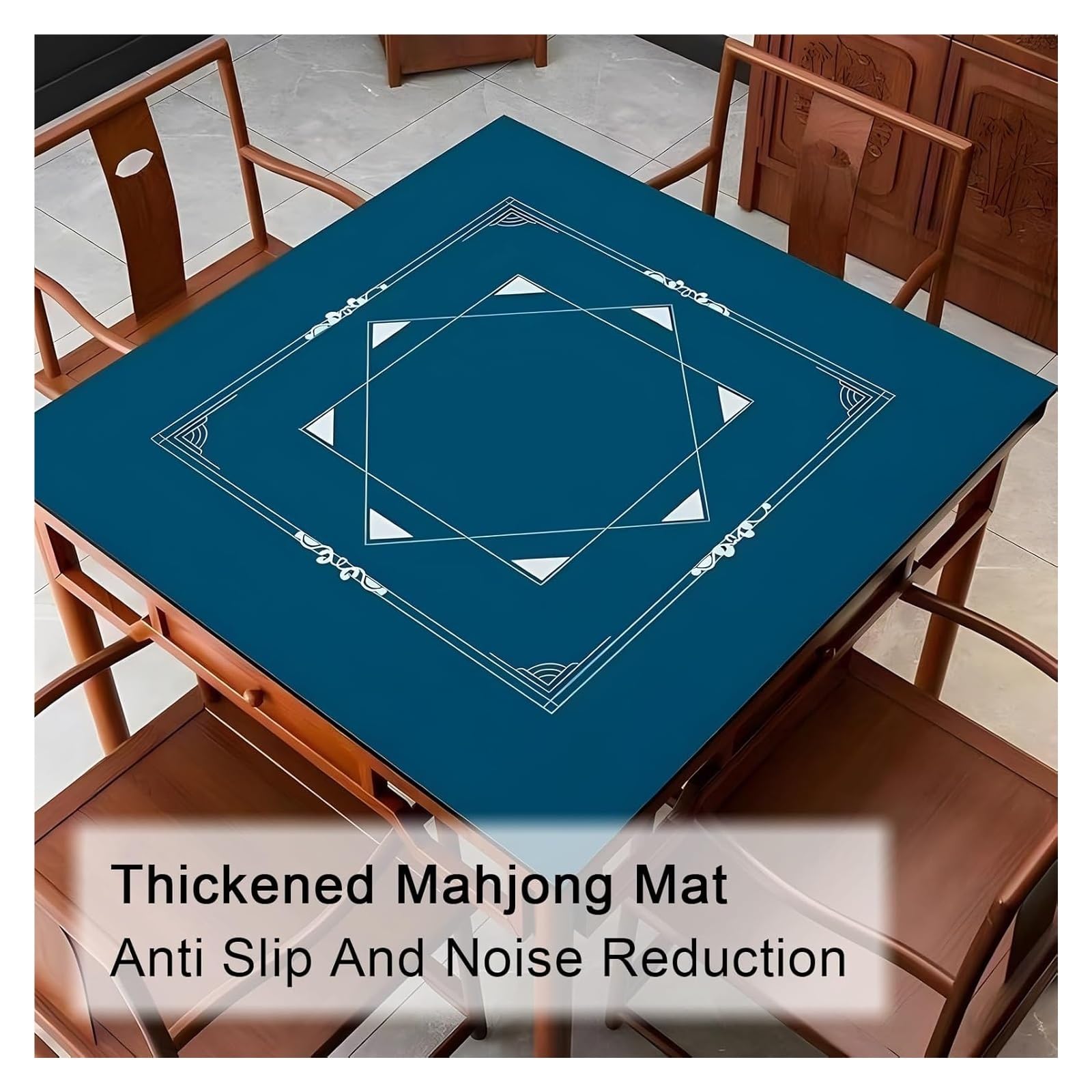 Tapis de Poker, Tapis de Table Majong Mat, Mahjong carré pour, antidérapant et réduction du Bruit(Blu,80x80cm(31.49x31.49in))
