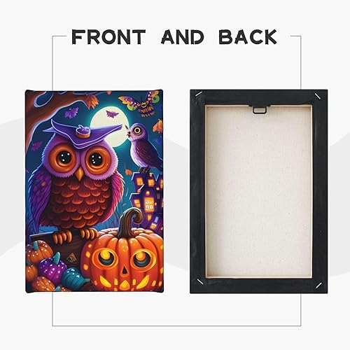 Miniatura 3 de zuanart Lienzo de Halloween para pared, pintura de pared para sala de estar, dormitorio, decoración del hogar, fiesta de Halloween, búho,