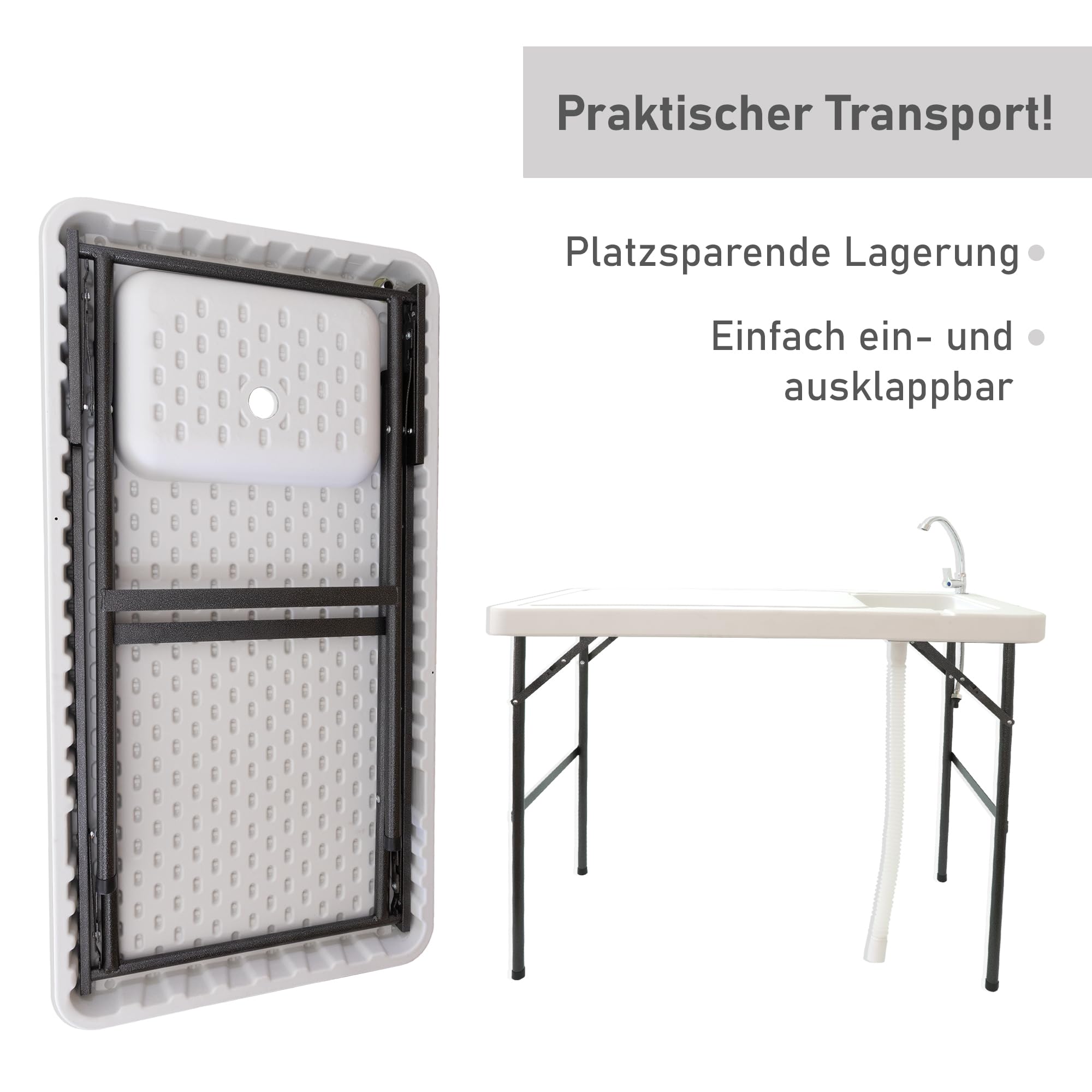 LEMODO klappbarer Filetiertisch | tragbare Camping Spüle | Outdoor Waschbecken mit großer Arbeitsfläche | Mobiles Spülbecken zur Erweiterung der Outdoorküche | Outdoor Spüle ideal für Angler
