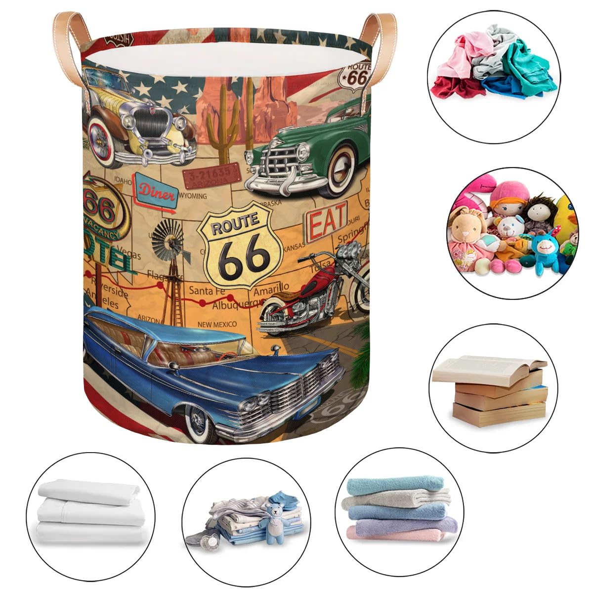 Amazon.com: Route 66 Vintage Cars 68L Collapsible Laundry Hamper
