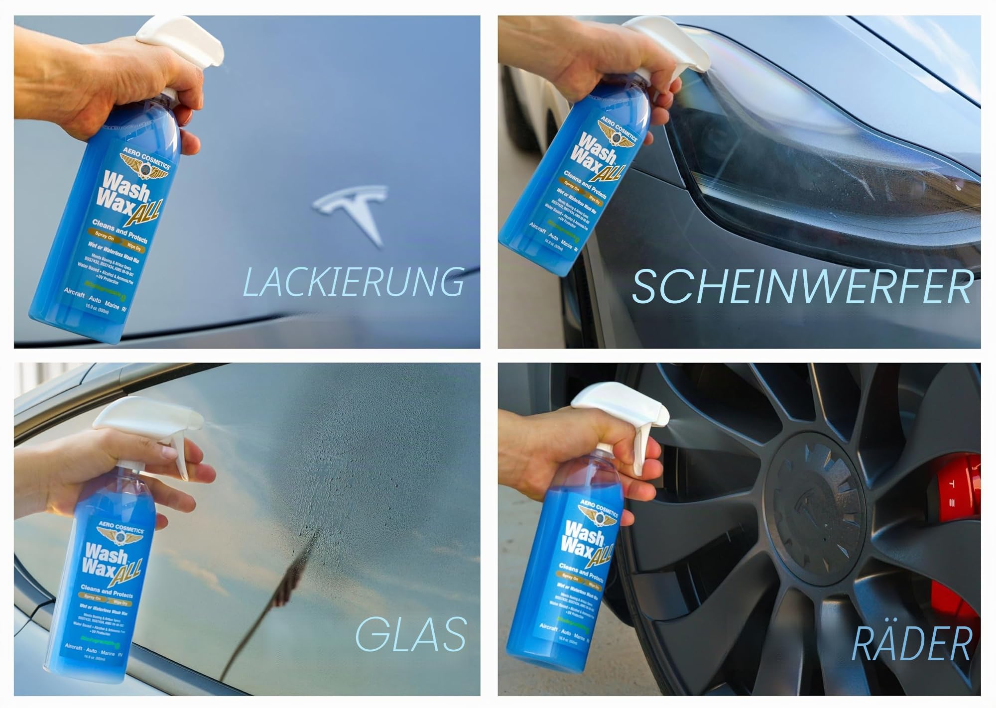 Wasserloses Wash Wax-Set in Flugzeugqualität für Ihr Auto, Wohnmobil, Boot, Motorrad. Das beste Waschwachs. Überall, jederzeit, zu Hause, im Büro, in der Schule, im Parkhaus, auf Parkplätzen.