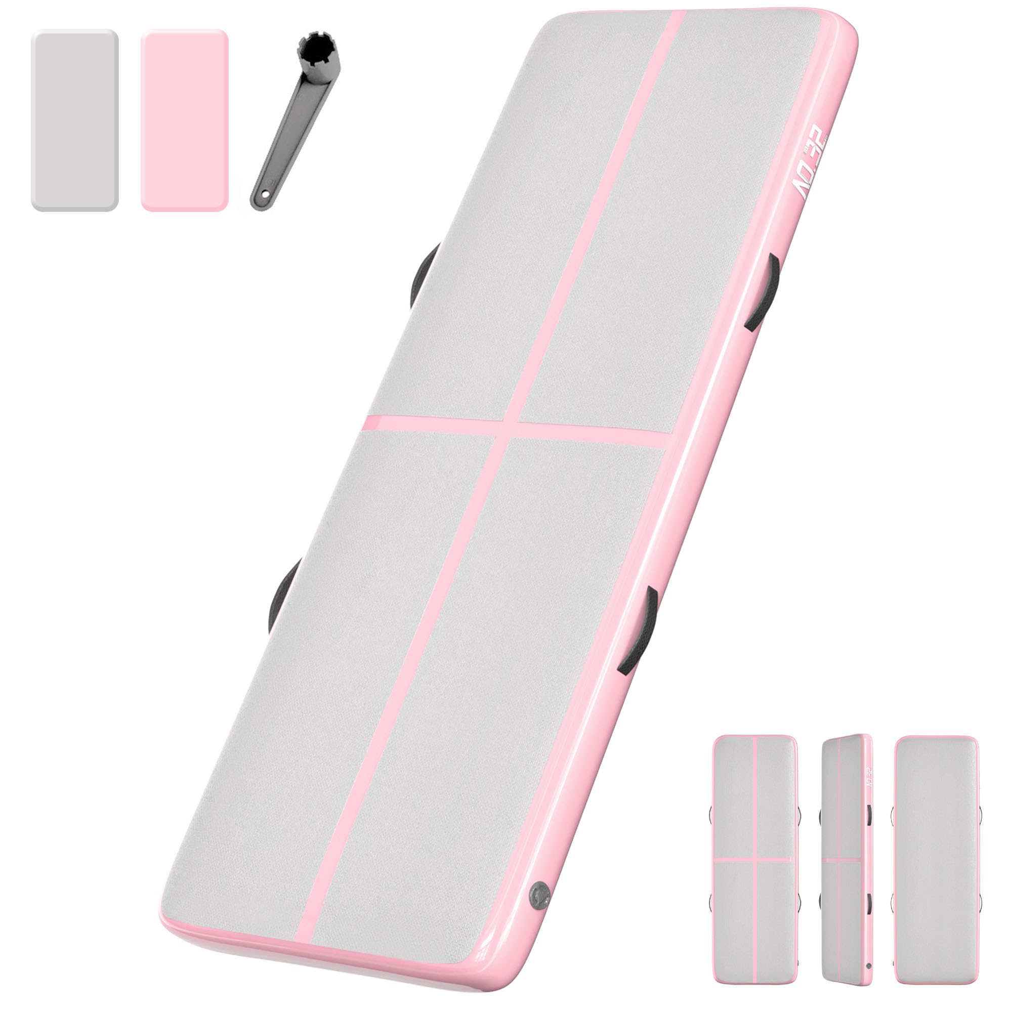 NO. 32 Inflatable Gymnastics Tumbling Mat. 10ft Air Gymnastics Tumble Track Training Mat Use for Home/Gym/Exercise/Fitness/Pilates/Yoga/Martial Arts/Beach/Cheerleading/Water Fun